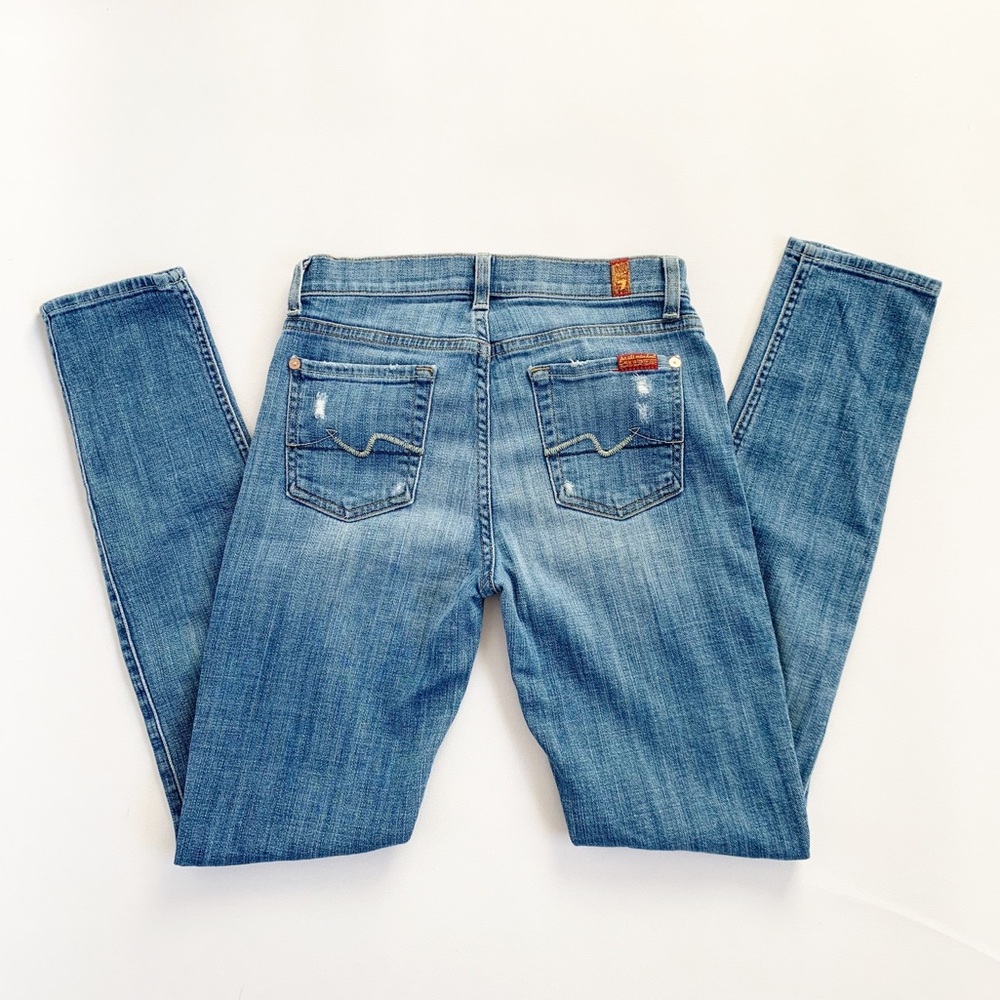 7 For All Mankind Distressed Skinny Jeans Sz 26 - Picture 2 of 10